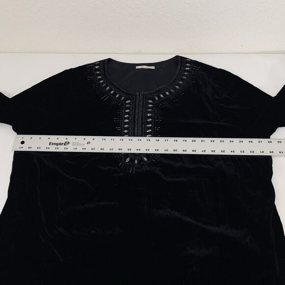 Peter Nygard Tunic 3X* Black Velvet Rhinestone Embellished Celestial Whimsygoth - Picture 6 of 9